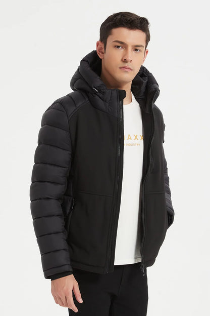 Heren Pufferjas met Capuchon en Badge Detail zwart