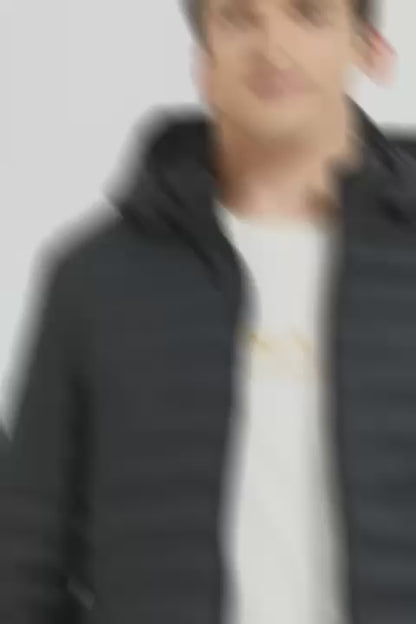 Heren Lichtgewicht Pufferjas met Capuchon zwart