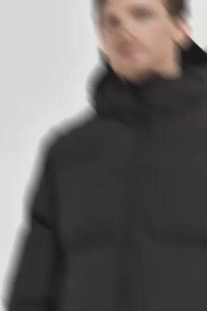 Heren Pufferjas met Capuchon en Arm Patch zwart