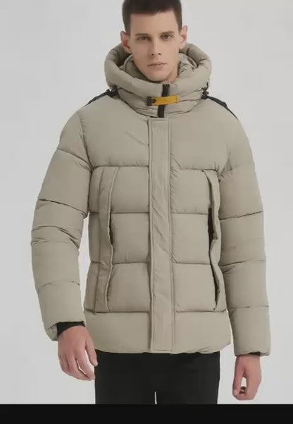Heren Gewatteerde Pufferjas met Capuchon beige