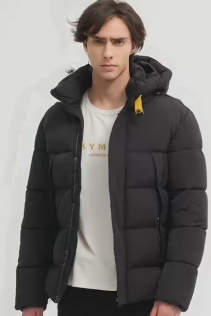 Heren Gewatteerde Pufferjas met Capuchon zwart
